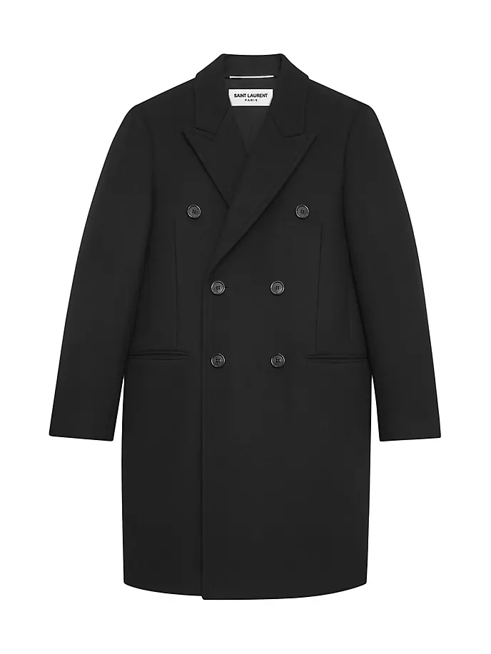 цена Шерстяное Пальто Saint Laurent, черный