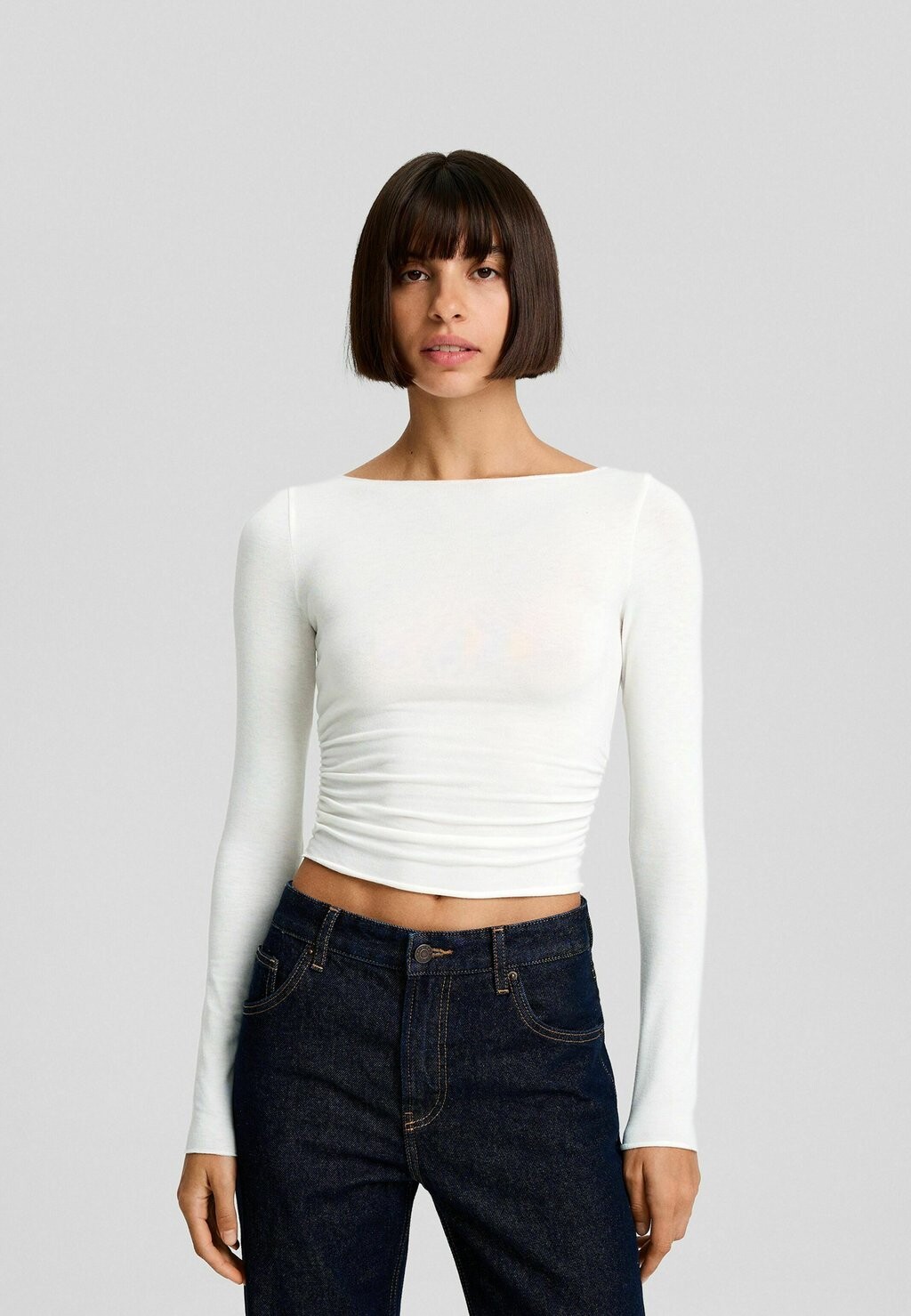 

Футболка с длинным рукавом Seam Detail Bershka, белый