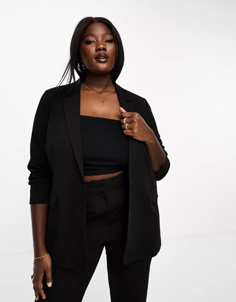 

Элегантный однобортный пиджак черного цвета Vero Moda Curve