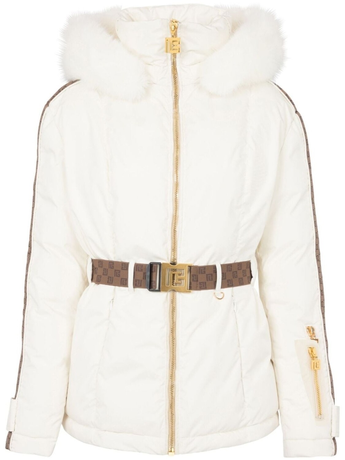 

Balmain лыжная куртка с поясом и монограммой PB, белый
