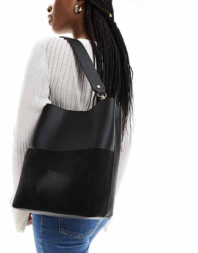

Сумка-ведро Accessorize из искусственной замши черного цвета