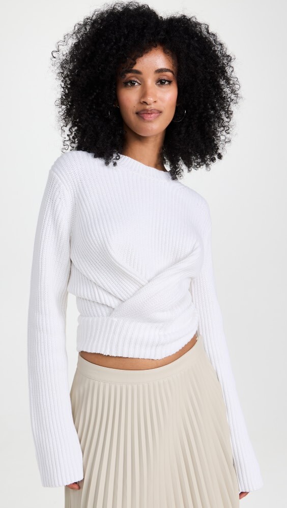 

Свитер Proenza Schouler White Label Ribbed Cotton Wrap, белый