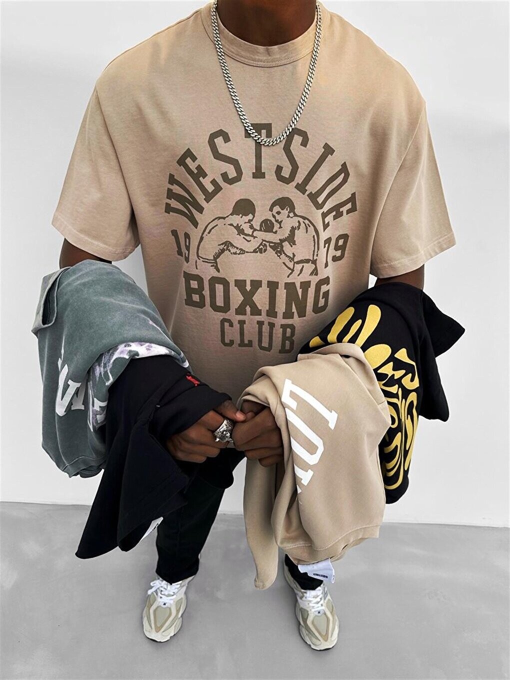 

Футболка Oversize с принтом West Side Светло-коричневая ablukaonline