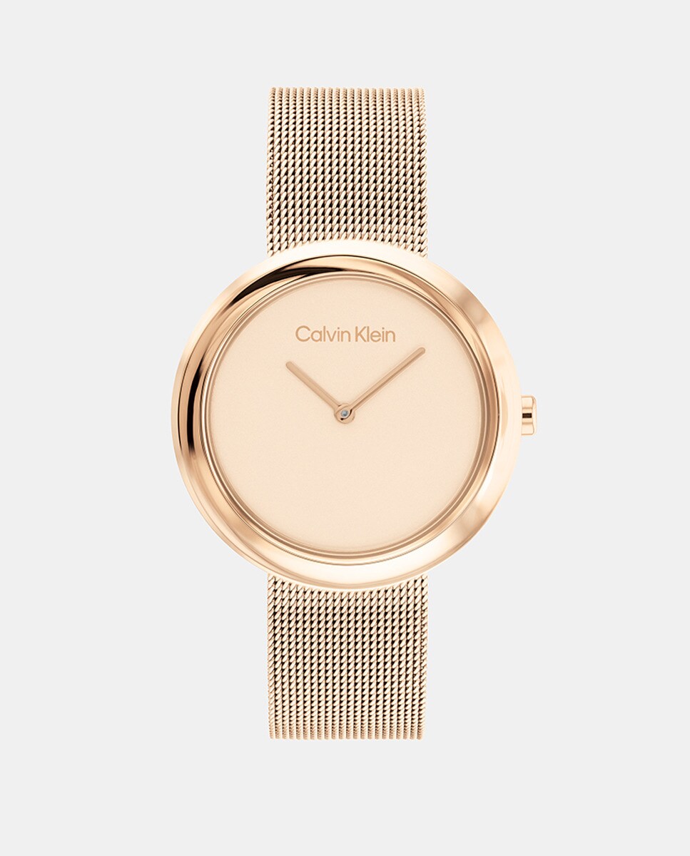 Женские часы Twisted Bezel 25200013 Pink Steel Mesh Calvin Klein, розовый браслет декоративный из золота