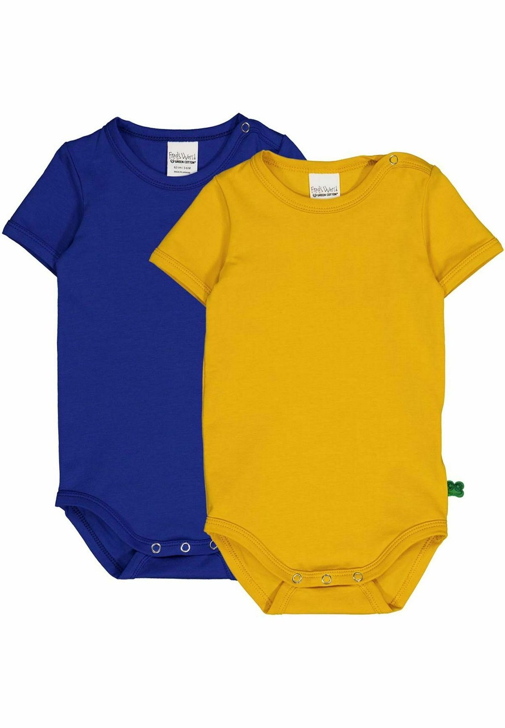 Боди KURZARM 2ER-PACK Fred's World by Green Cotton, цвет surf sonic yellow