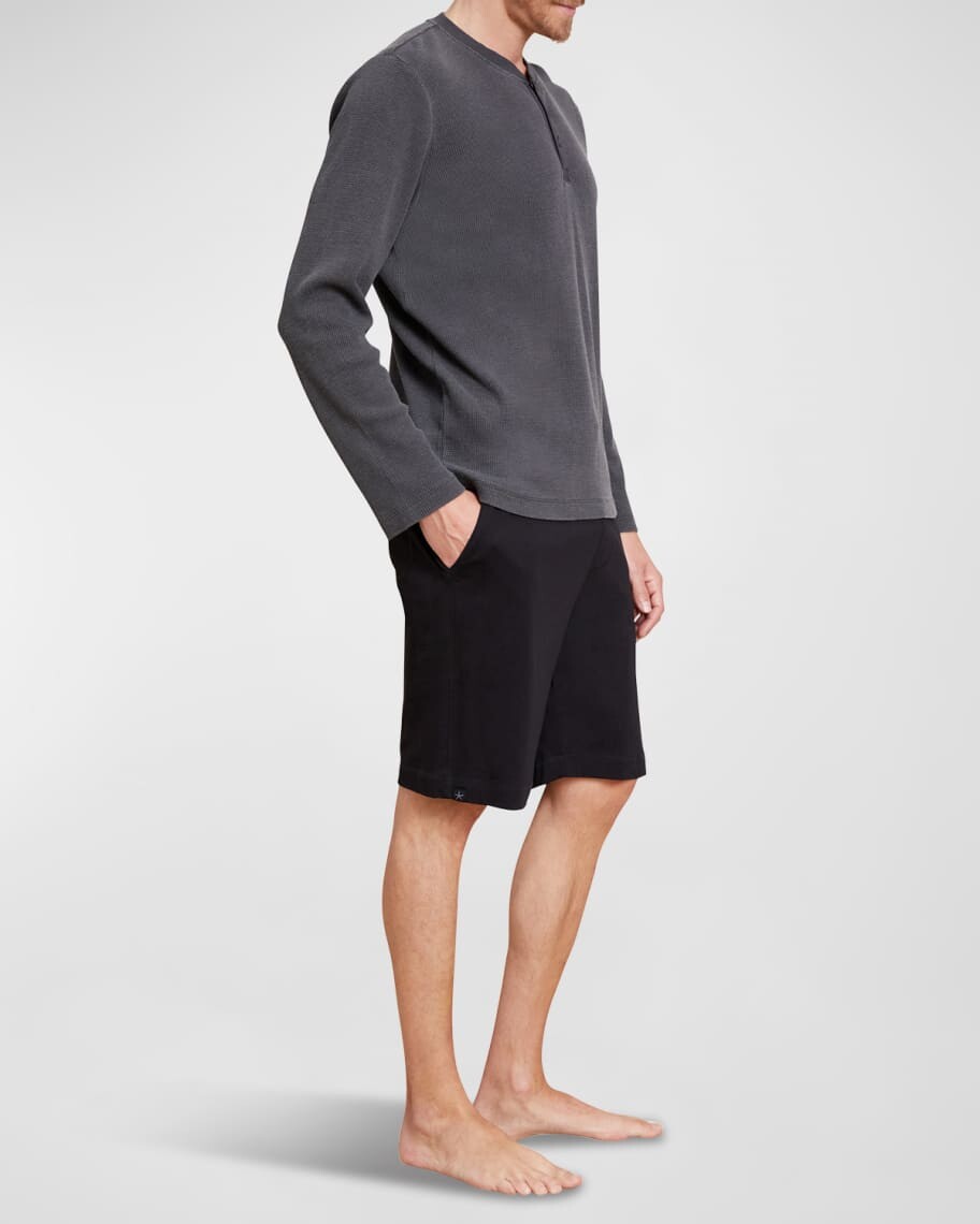

Мужская футболка Henley вафельной вязки Barefoot Dreams, Серый