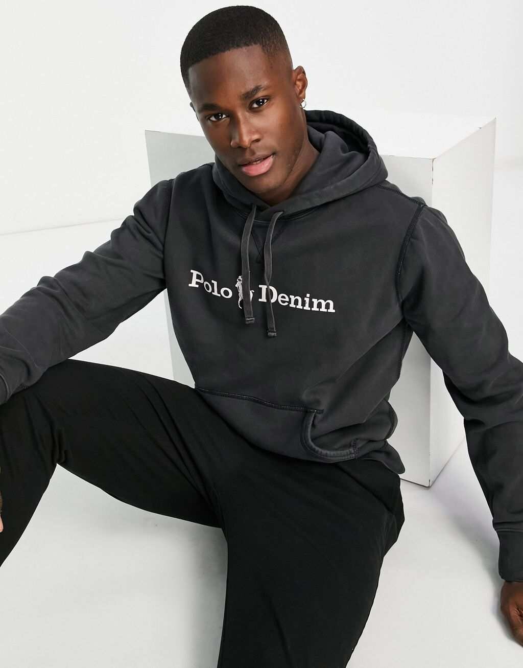 

Черная флисовая худи с логотипом Polo Ralph Lauren, Черный