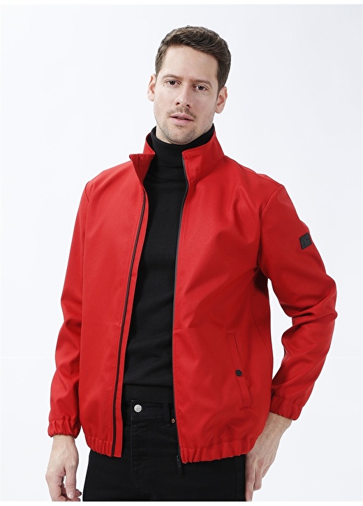 Однотонный красный мужской спортивный костюм с воротником-стойкой Fabrika