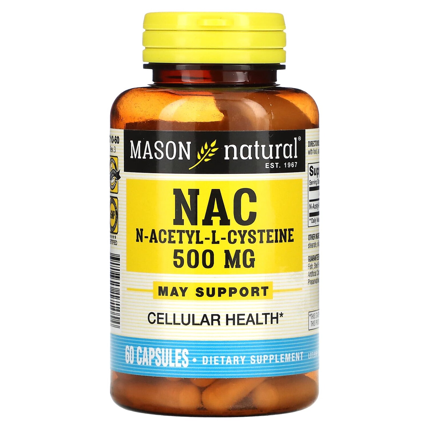 

NAC N-Ацетил-L-цистеин, 60 капсул, Mason Natural