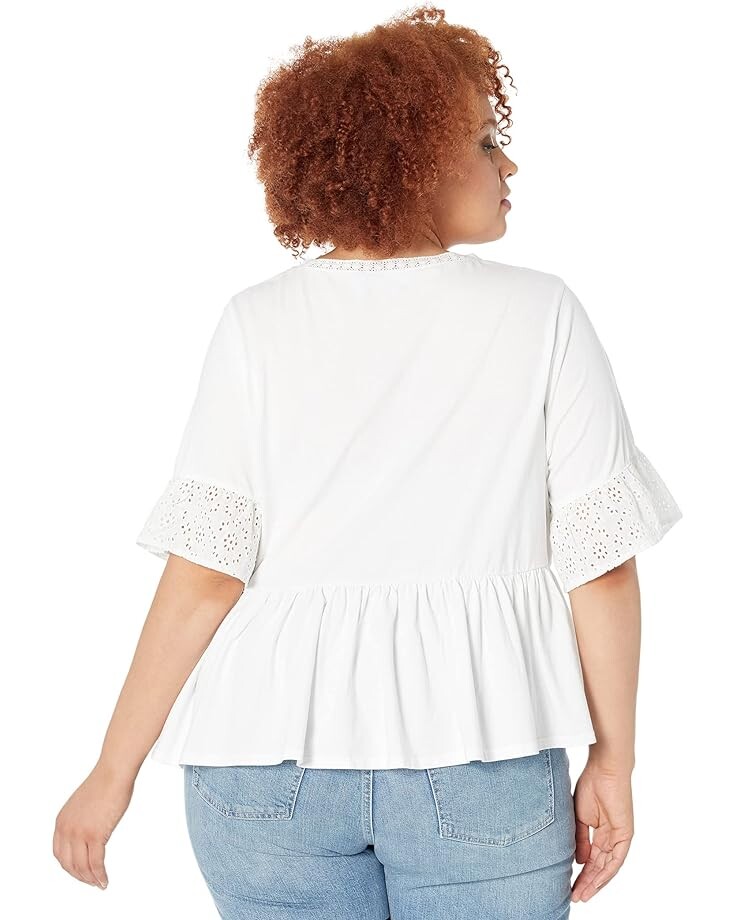 

Топ Draper James Plus Size Knit Eyelet Flutter Sleeve Top, цвет Magnolia White