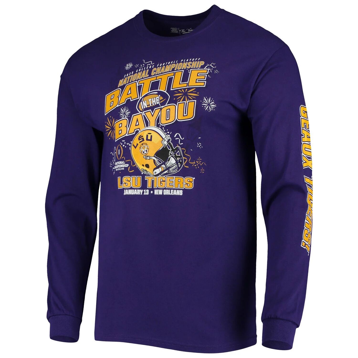 

Мужская фиолетовая футболка LSU Tigers 2020 College Football Playoff National Championship Battle Футболка, Фиолетовый