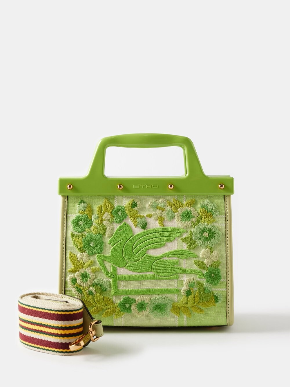 

Вышитая хлопковая сумочка Etro, зеленый
