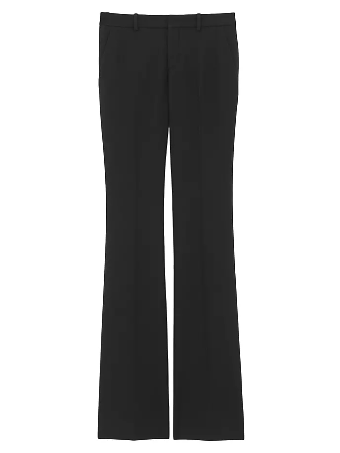 Расклешенные брюки из шерстяного габардина Saint Laurent, черный