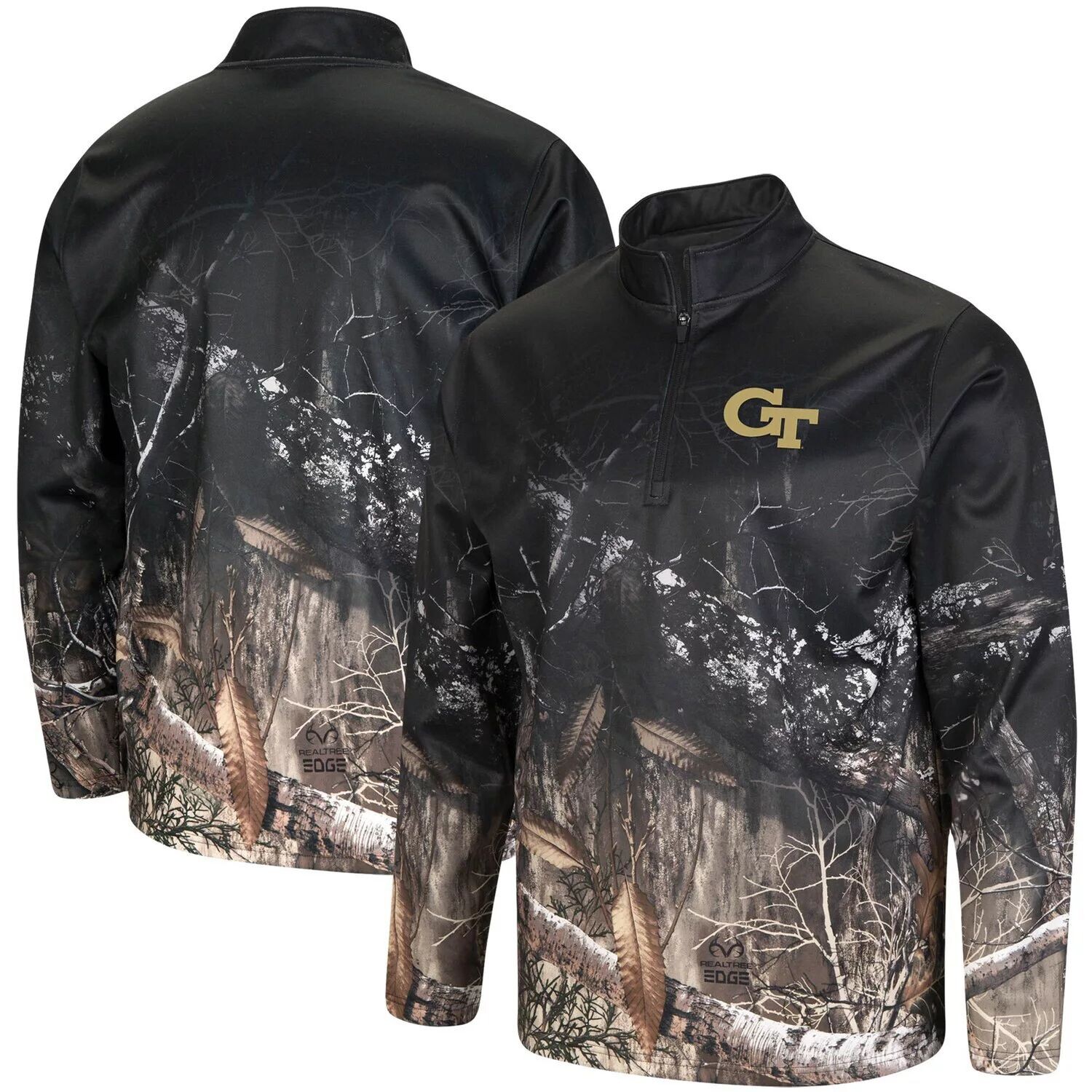 

Мужская черная/Realtree Camo Georgia Tech желтая куртка Creek с молнией до четверти Colosseum, Черный