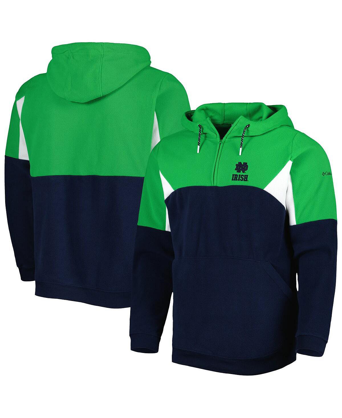 цена Мужская темно-синяя зеленая толстовка с капюшоном Notre Dame Fighting Irish Lodge с молнией на четверть Columbia