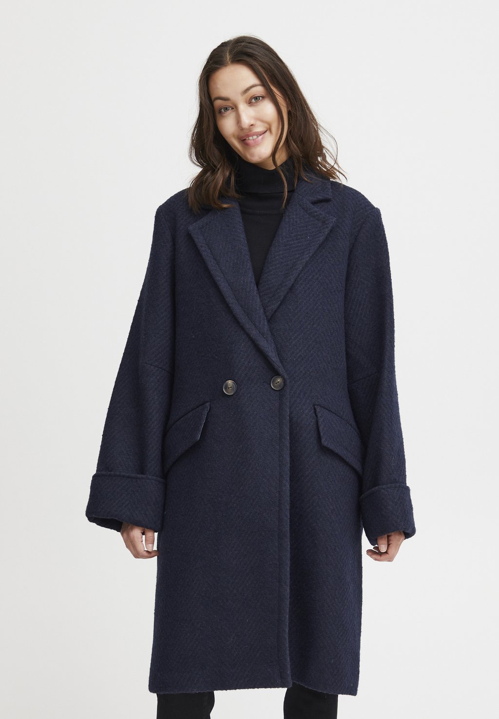 Классическое пальто Fransa, синий классическое пальто fransa темно серый меланж