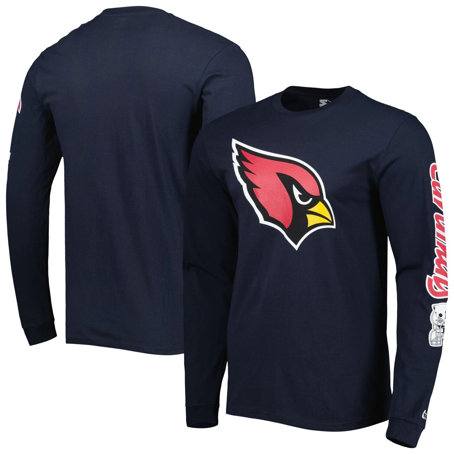Мужская темно-синяя футболка с длинным рукавом Arizona Cardinals Halftime Starter мужская футболка с длинным рукавом cardinal белая arizona cardinals halftime starter мульти
