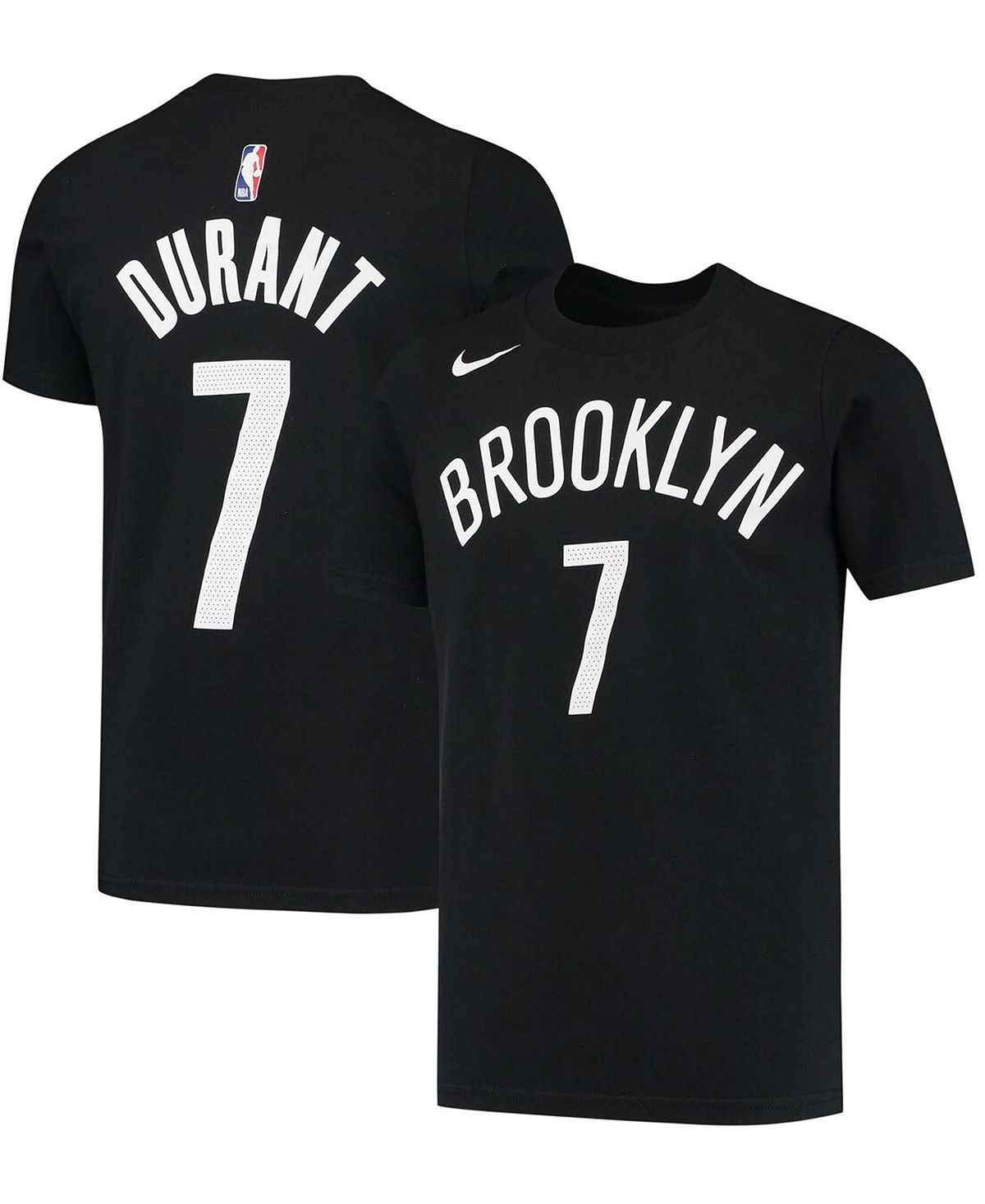 цена Черная футболка Big Boys Кевина Дюранта с логотипом Brooklyn Nets, именем и номером Performance Nike