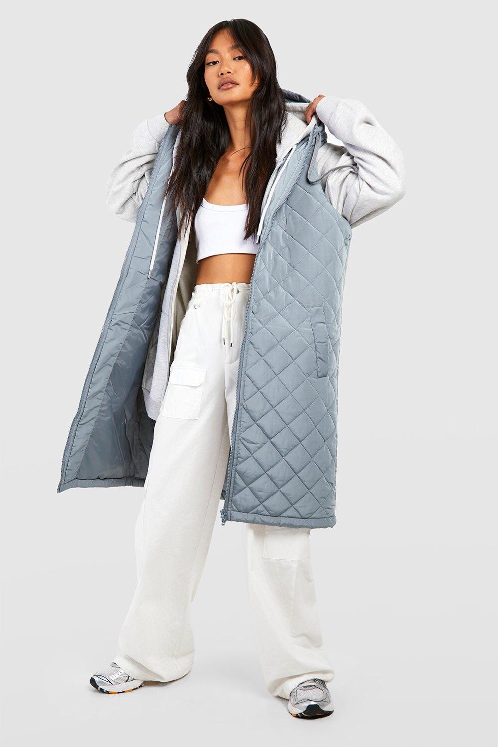 

Жилет с капюшоном diamond uilt Boohoo, синий