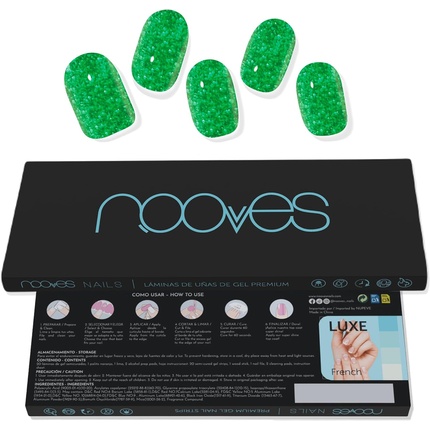 NOOVES NAILS Премиум-затвердевшая гелевая фольга для ногтей Нефритовые блестящие зеленые полузатвердевшие гелевые полоски для ногтей Полуперманентные гелевые наклейки
