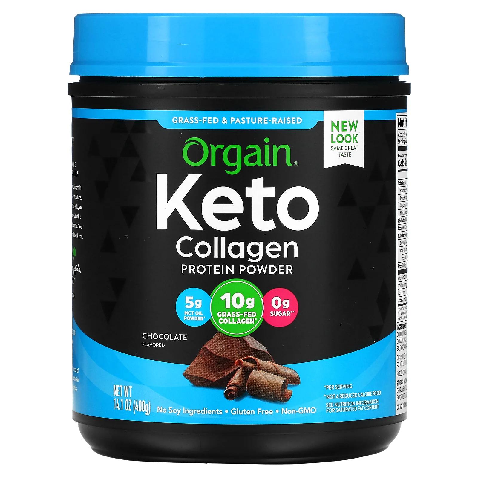 Orgain Keto Кетогенный протеиновый порошок коллагена с маслом MCT шоколад 0,88 фунта (400 г) orgain keto протеиновый порошок из кетогенного коллагена с маслом mct ваниль 400 г 0 88 фунта