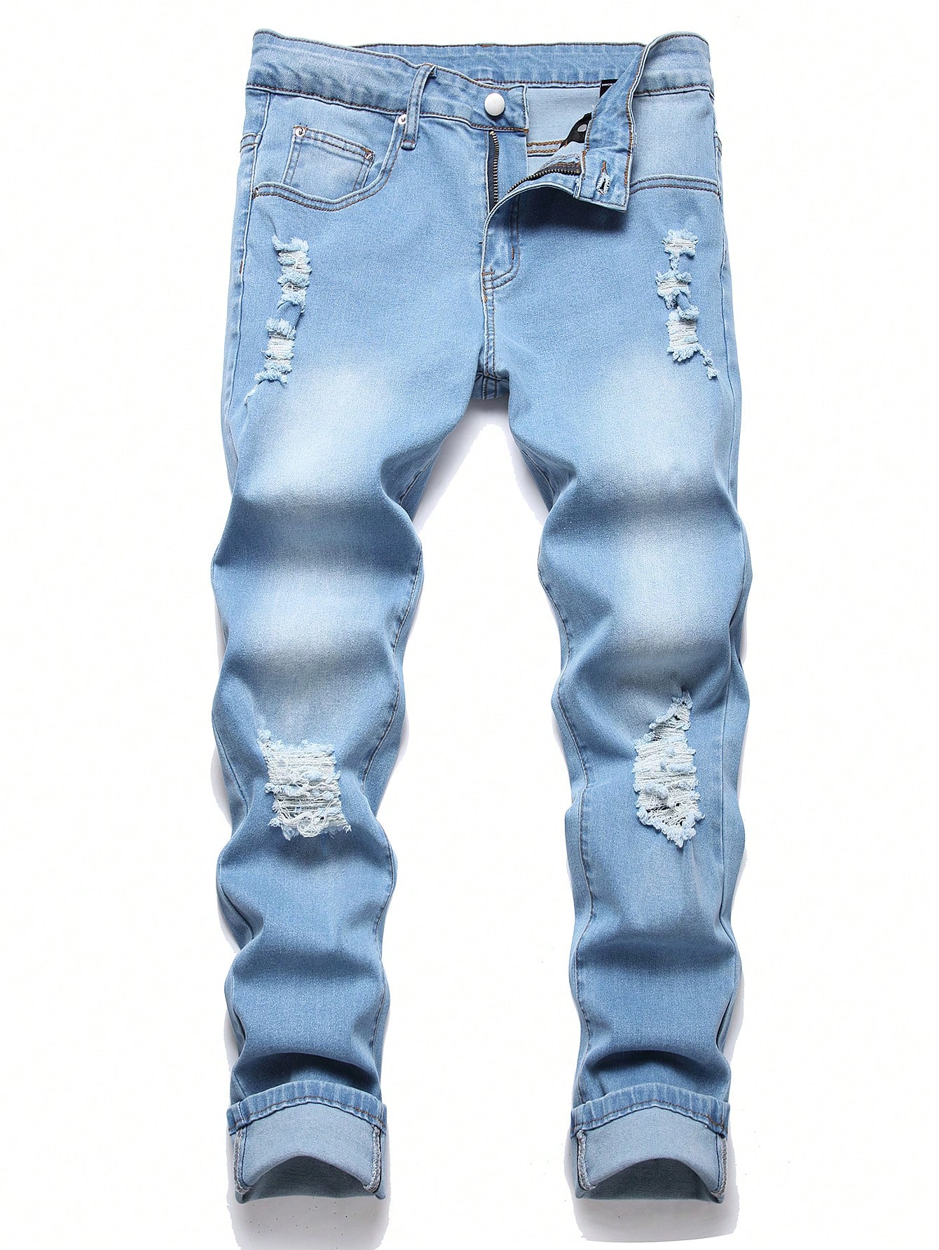Мужские рваные джинсы скинни Manfinity EMRG, средняя стирка мужские джинсы джинсы с рельефной молнией облегающие брюки мужские джинсы карандаш джинсы скинни для мужчин