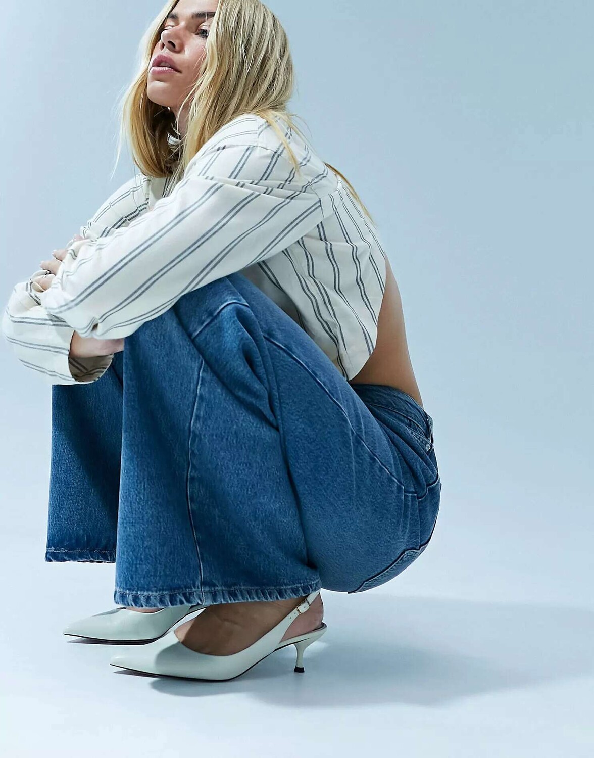 

Серая укороченная рубашка с подплечниками ASOS
