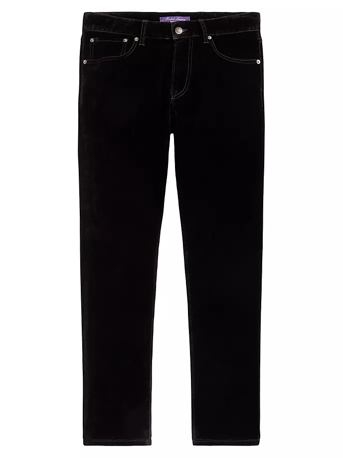

Бархатные брюки с пятью карманами Ralph Lauren Purple Label, черный