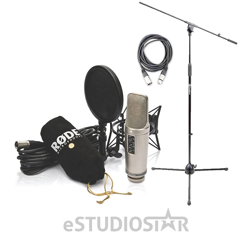 

Микрофон RODE NT2-A Card. Condenser Mic Studio Bundle w/ Mic Stand w/Boom & XLR Cable NEW