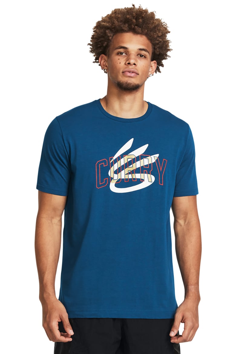 Баскетбольная футболка с овальным вырезом Under Armour, синий хлопковая футболка с овальным вырезом under armour белый