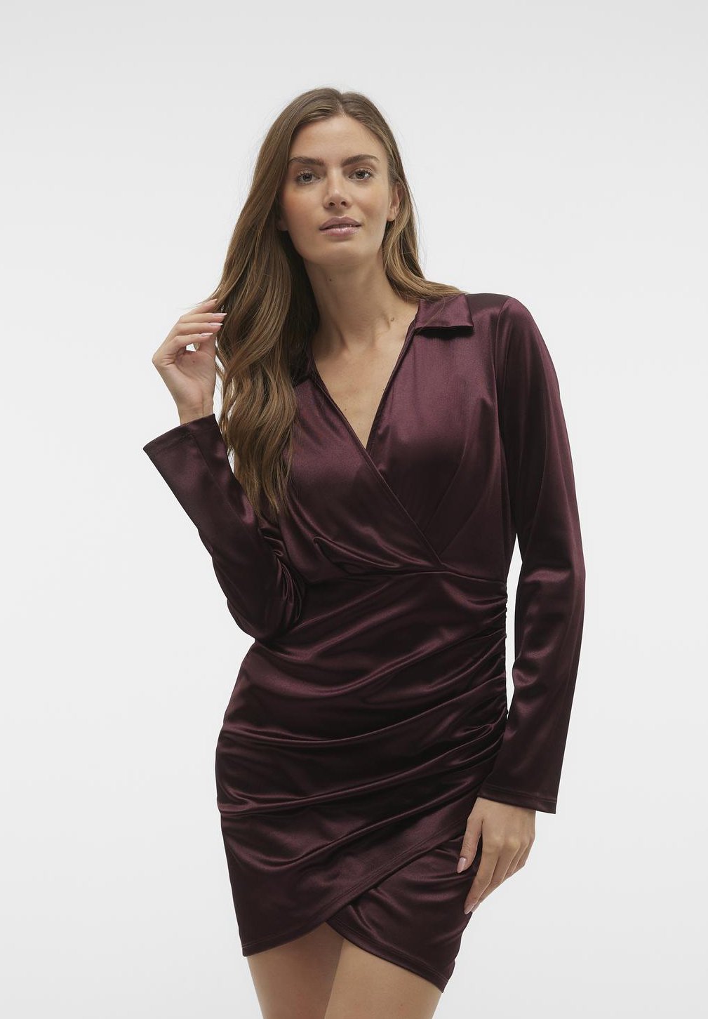 Элегантное платье Vmmariam Collar Short Dress Vero Moda, цвет winetasting