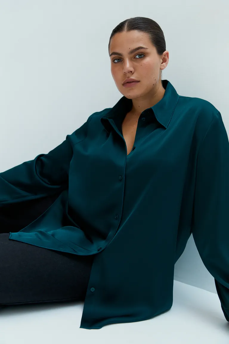 

Атласная рубашка H&M, зеленый
