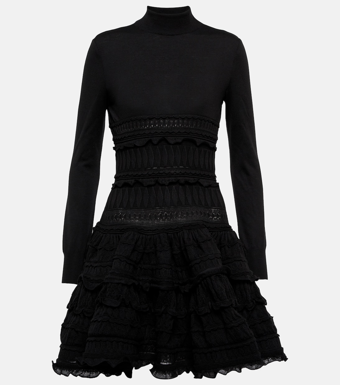 Мини-платье из шерсти с кринолином ALAÏA, черный платье мини из смесовой ткани стрейч с кринолином alaia цвет bleu gris