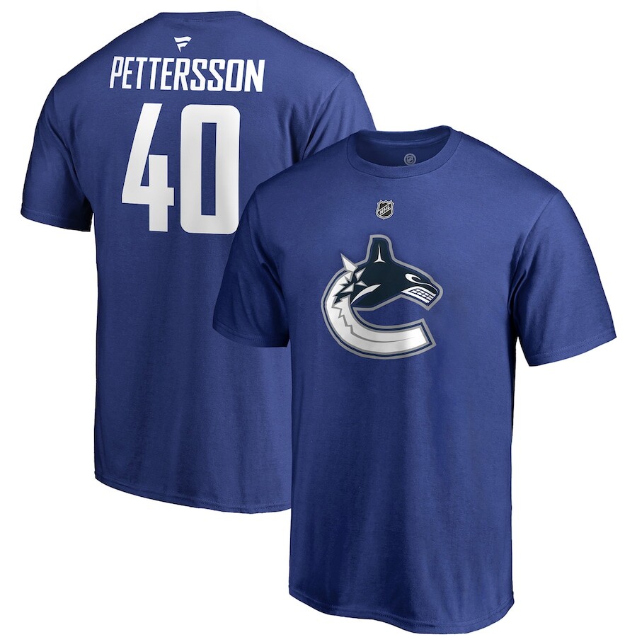 

Футболка с именем и номером Fanatics Branded Vancouver Canucks, синий