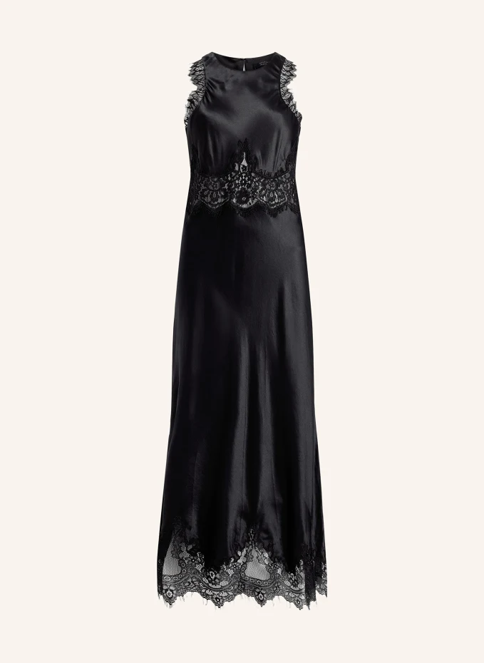 

Атласное платье alula с кружевом Allsaints, черный
