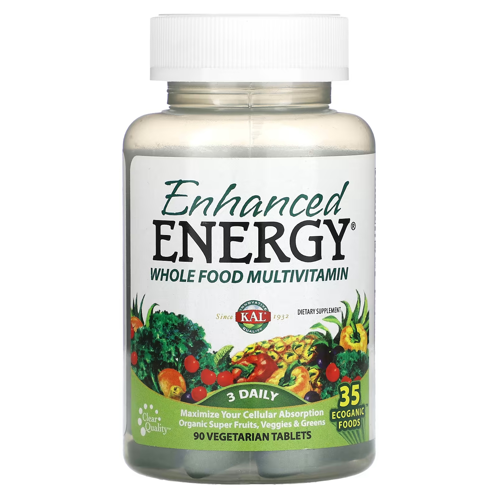 цена Пищевая добавка KAL Enhanced Energy Whole Food Multivitamin, 90 таблеток