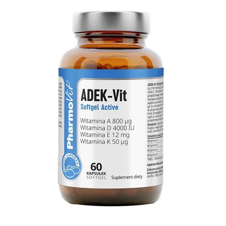 Препарат, содержащий витамины A, D, E и K Pharmovit Clean Label ADEK-Vit Softgel Active, 30 мл ae витамин lekstore альфа токоферол и ретинол 20 шт