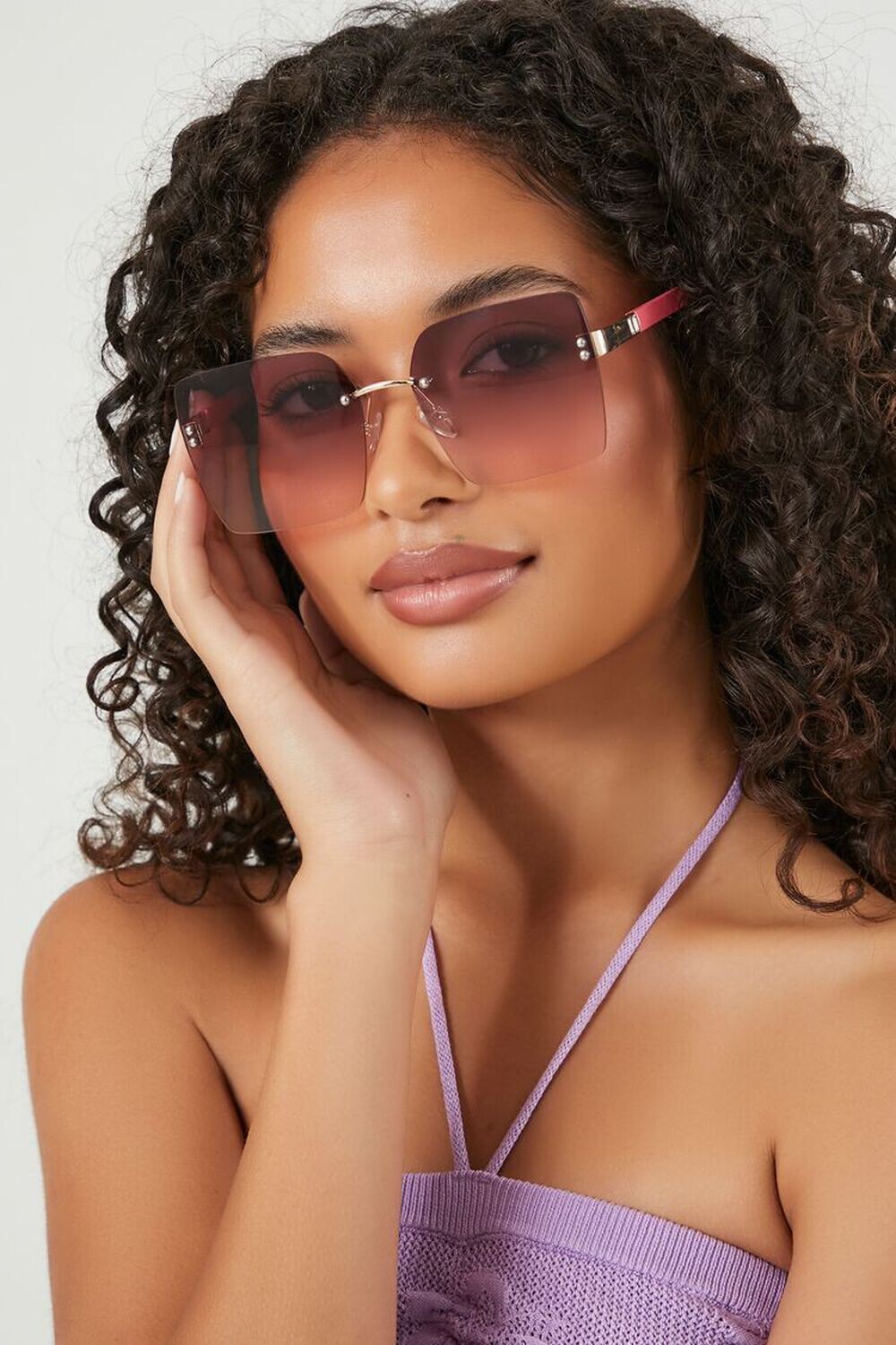 

Солнцезащитные очки без оправы с градиентом Forever 21, золотой