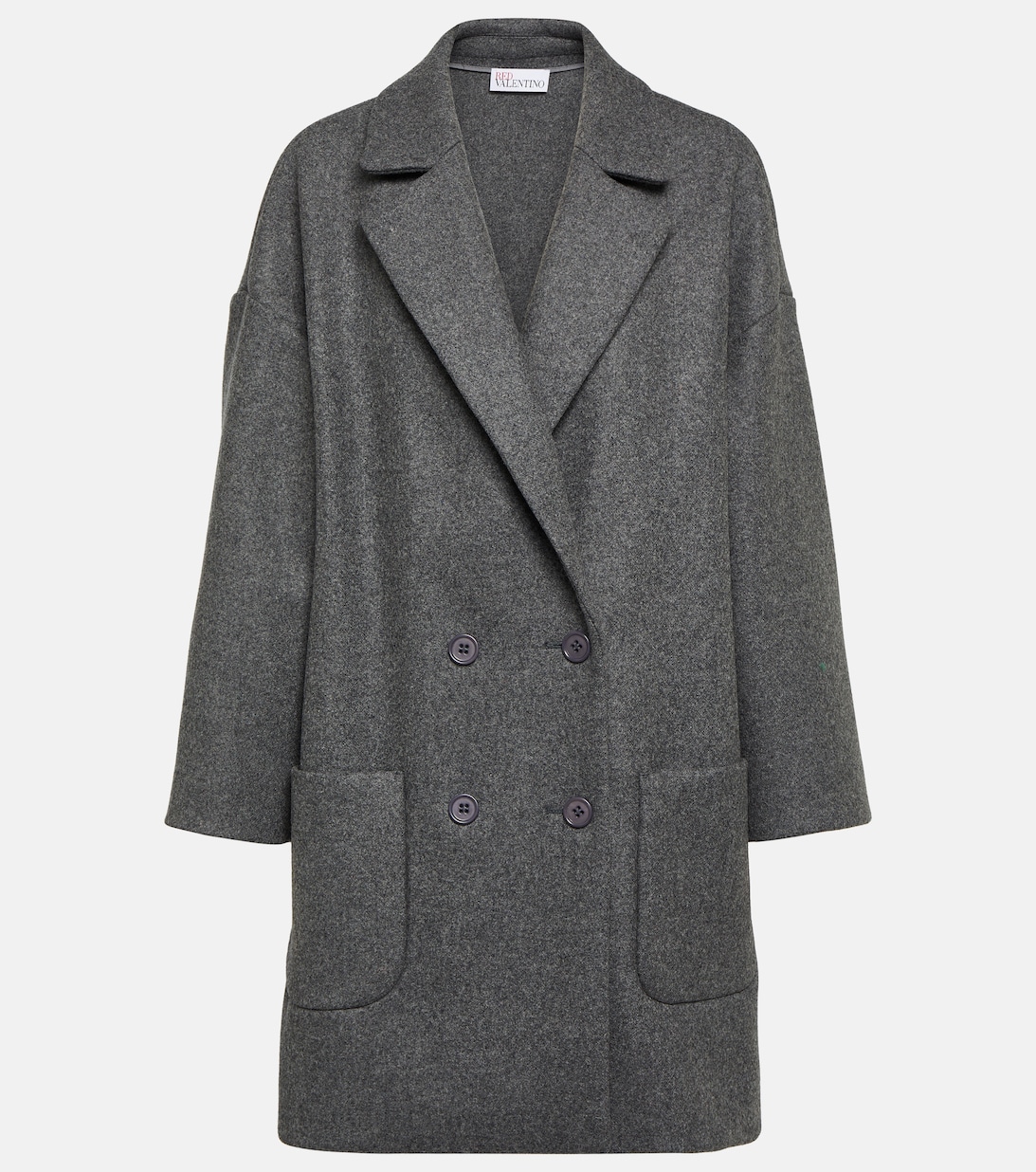 цена Двубортное пальто из смесовой шерсти REDVALENTINO, серый