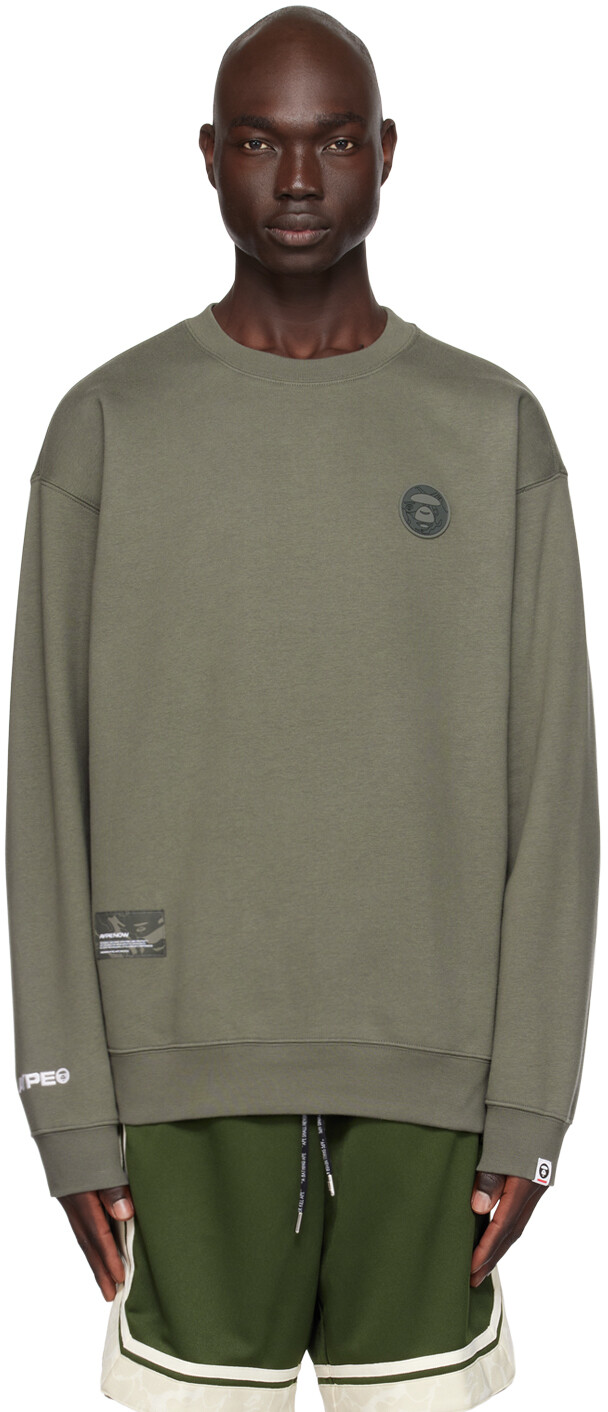 

Толстовка цвета хаки с круглым вырезом AAPE by A Bathing Ape