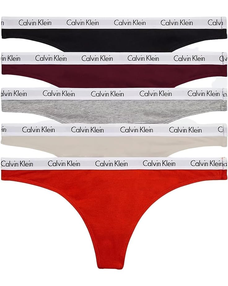 Стринги Calvin Klein Carousel 5-Pack Thong, цвет Tawny Port/Rouge/Black/Peyote/Grey Heather