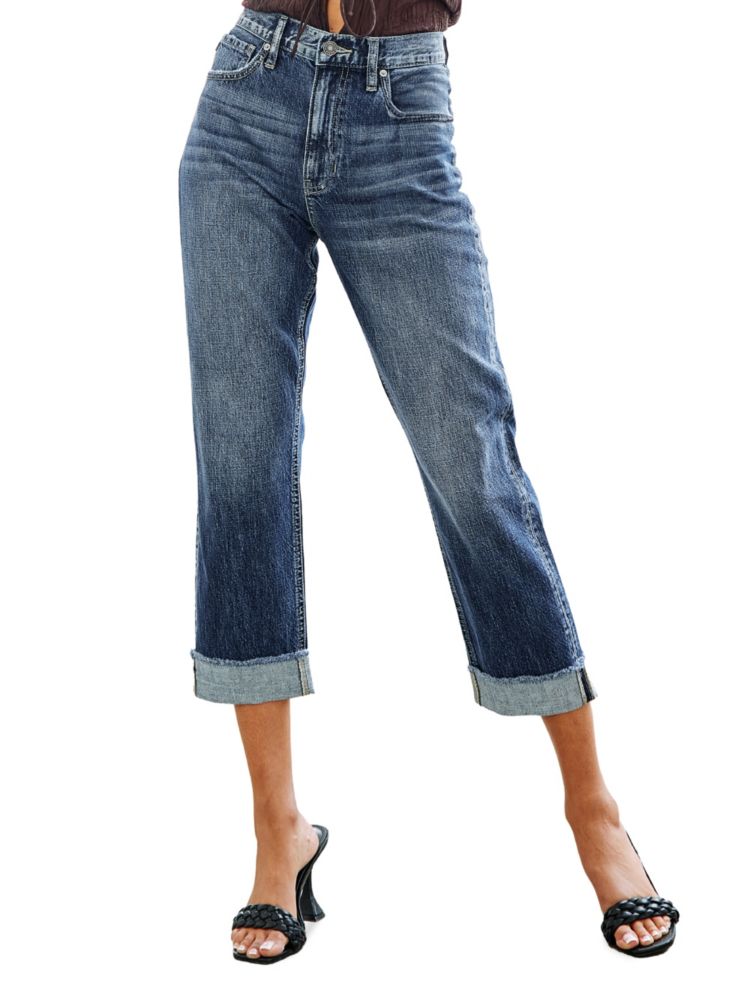 Укороченные прямые джинсы с высокой посадкой Kancan, цвет Dark цена и фото