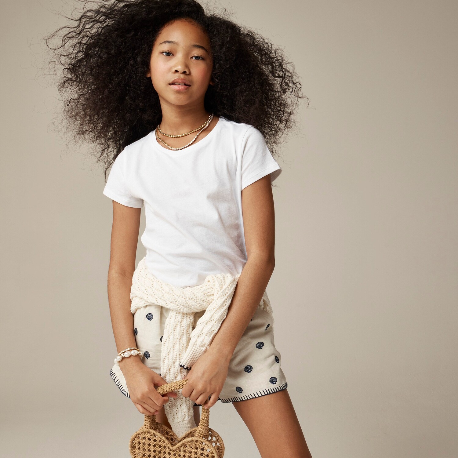 

Укороченная футболка для девочек из винтажного джерси J.Crew, белый