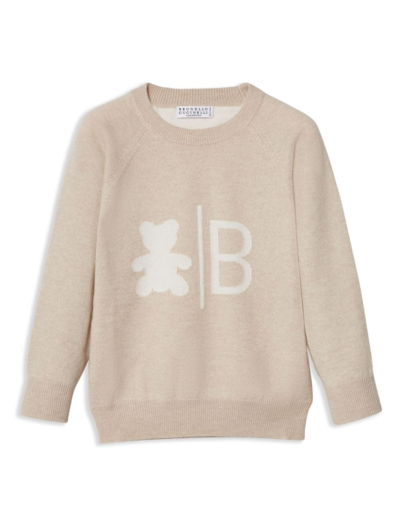 

Brunello Cucinelli Kids кашемировый джемпер с жаккардовым логотипом, нейтральный цвет