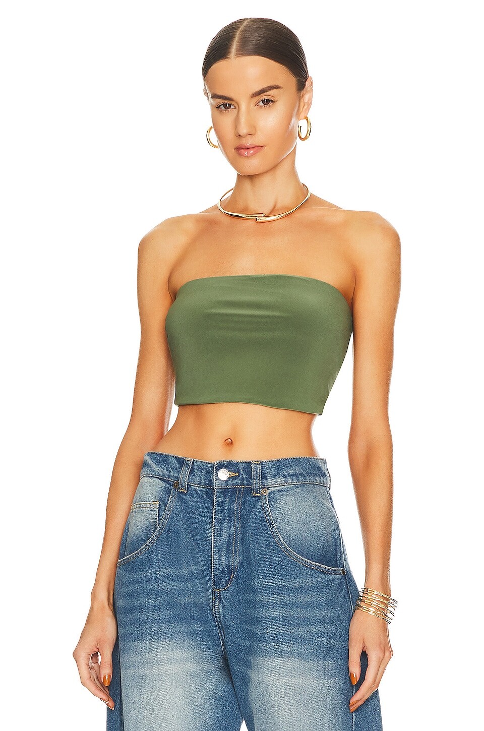 

Топ Norma Kamali Strapless Cropped, цвет Celadon