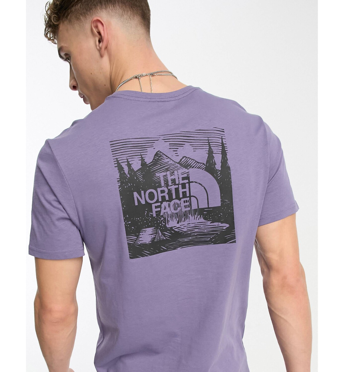 

Фиолетовая футболка с принтом на спине The North Face Redbox Celebration