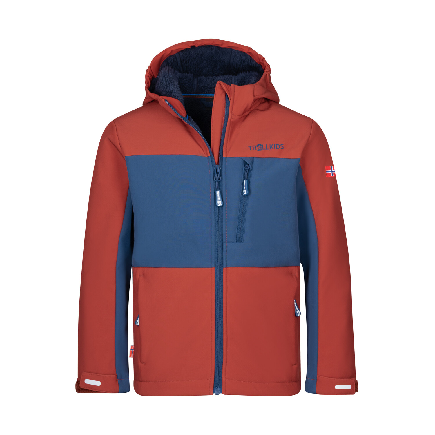 

Куртка софтшелл Trollkids Softshell Jacke Bergsfjord, цвет Rostrot/Mystik Blau