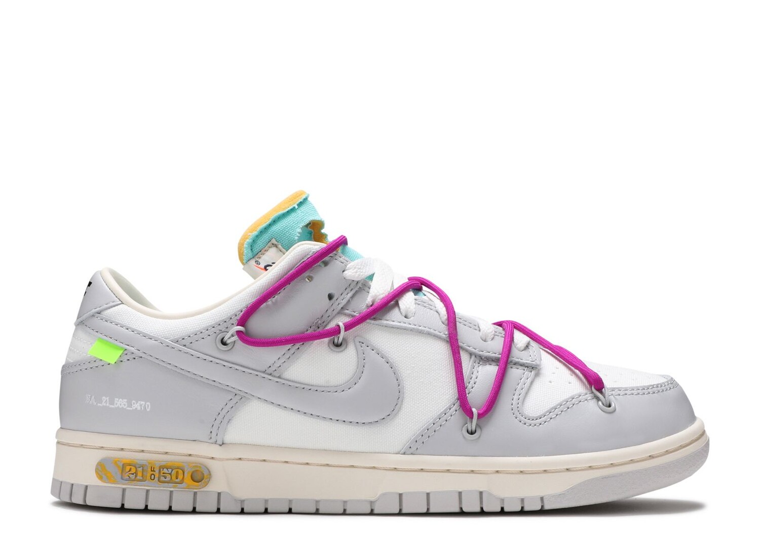 

Кроссовки Nike Off-White X Dunk Low 'Lot 21 Of 50', белый