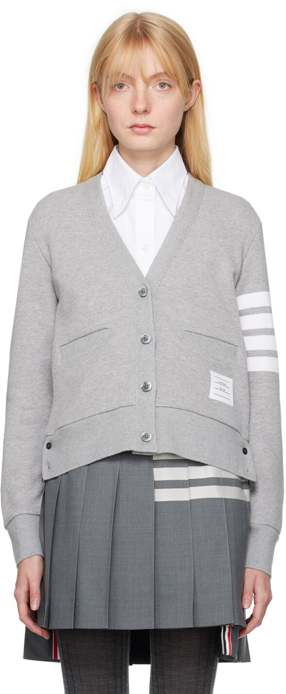

Серый светлый кардиган Engineered с 4 полосами Thom Browne