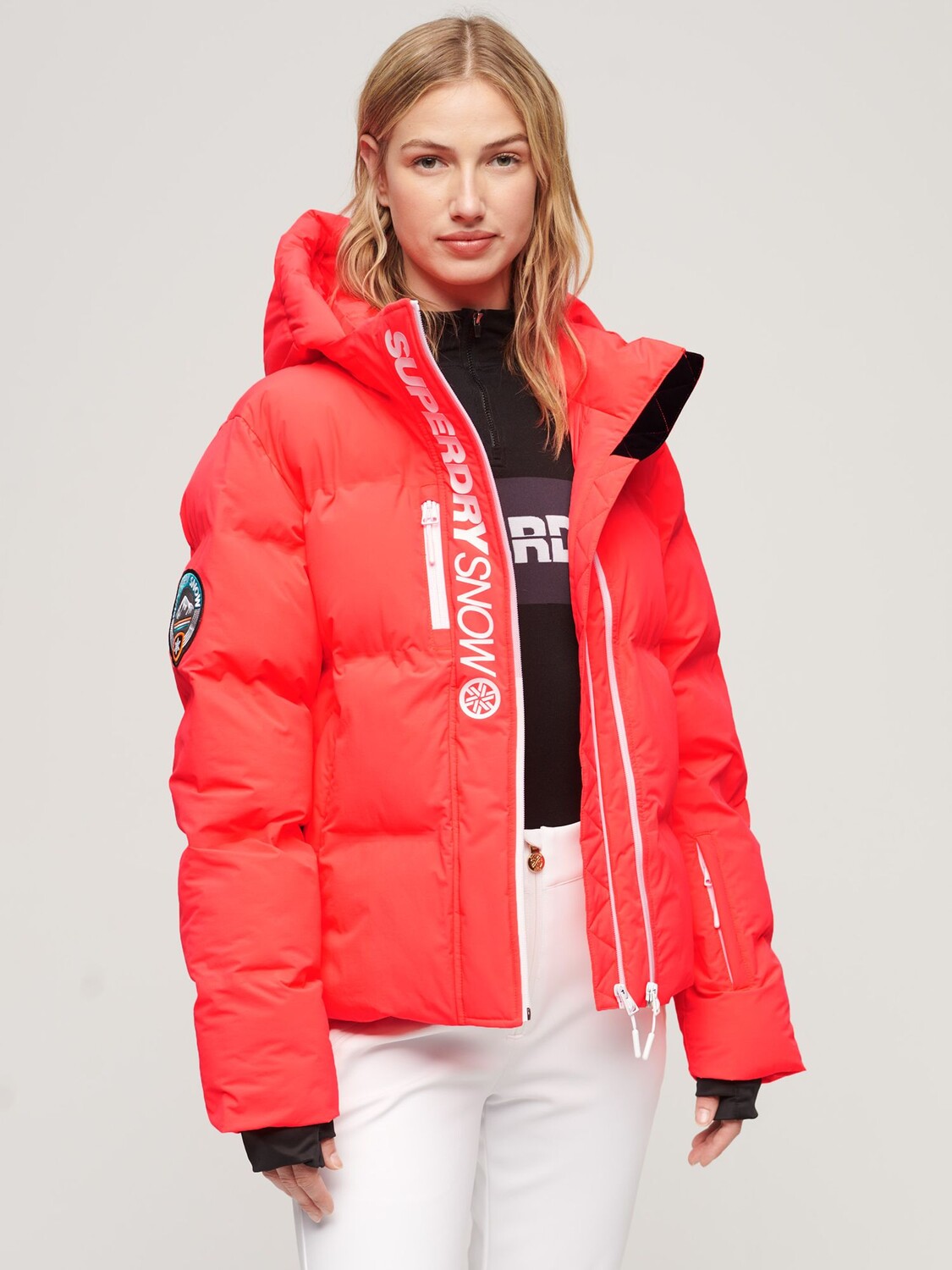 

Женская куртка-пуховик Ski Boxy Superdry, гиперогненный коралл